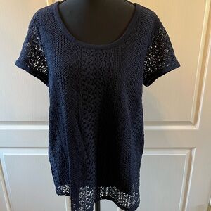 Nine West Dark Blue Lace Top